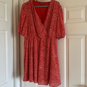 Suzy Shier Dress - Strawberry Red with Diamond print.
